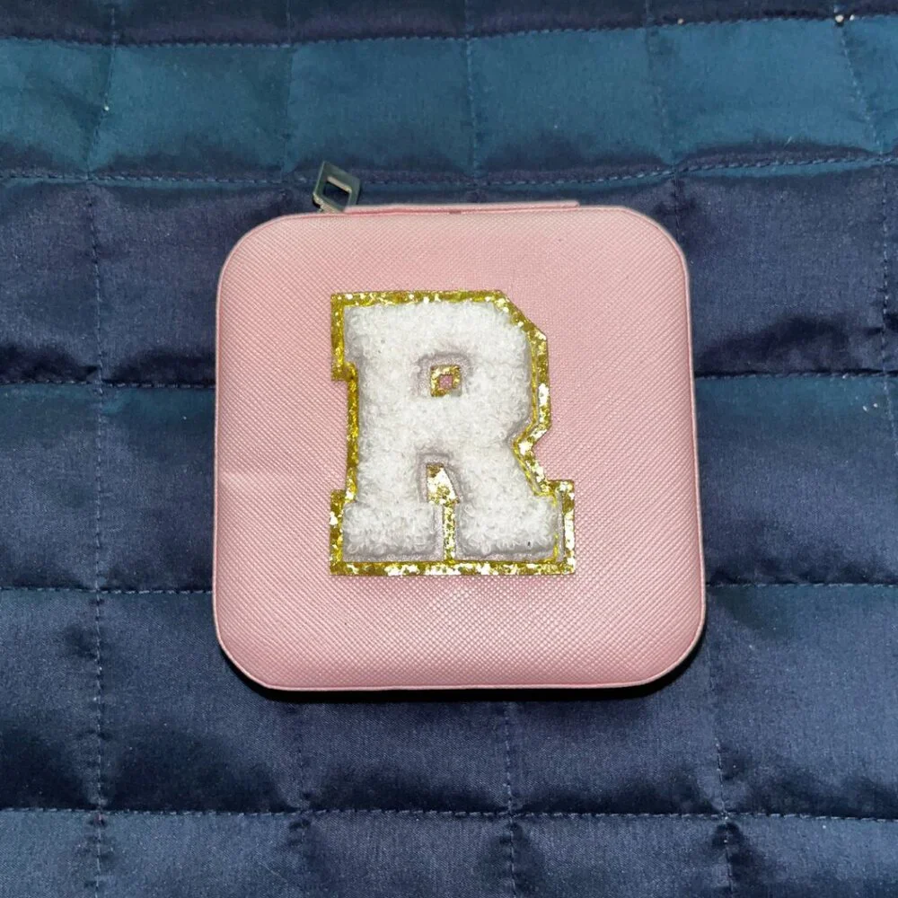Travel Jewelry Organizer Box | Small Monogrammed Jewelry‎ Case with “R”